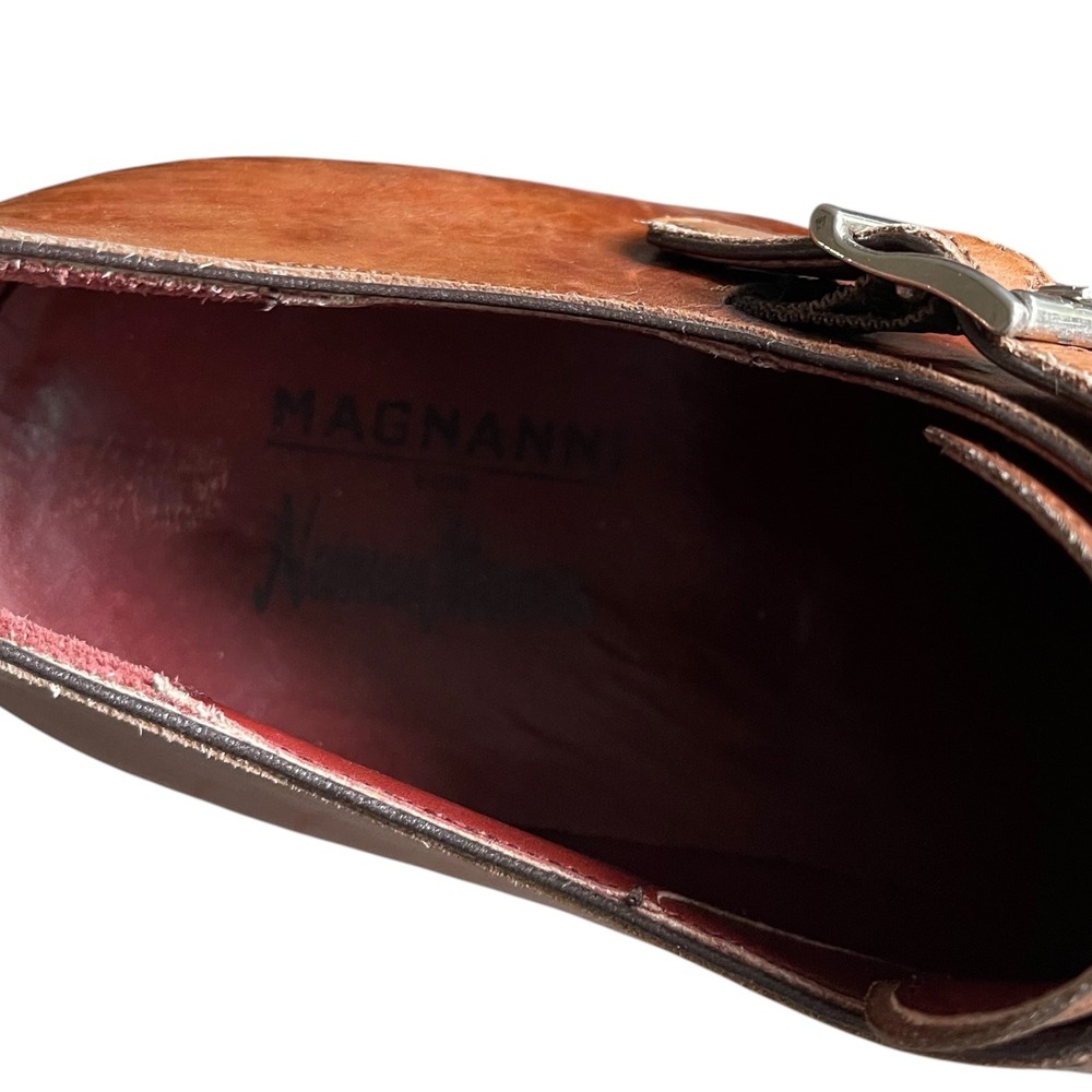 Magnanni Mens Double Monk Strap Leather Loafers Cognac Brown Made in Spain 10 M - Picture 8 of 8